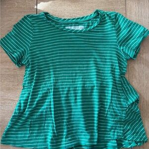 Anthropologie Green and White Striped Top